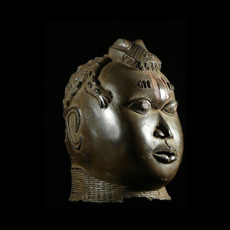 Tete commemorative moderne en Bronze - Bini Edo - Nigeria