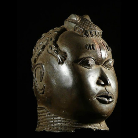 Tete commemorative moderne en Bronze - Bini Edo - Nigeria