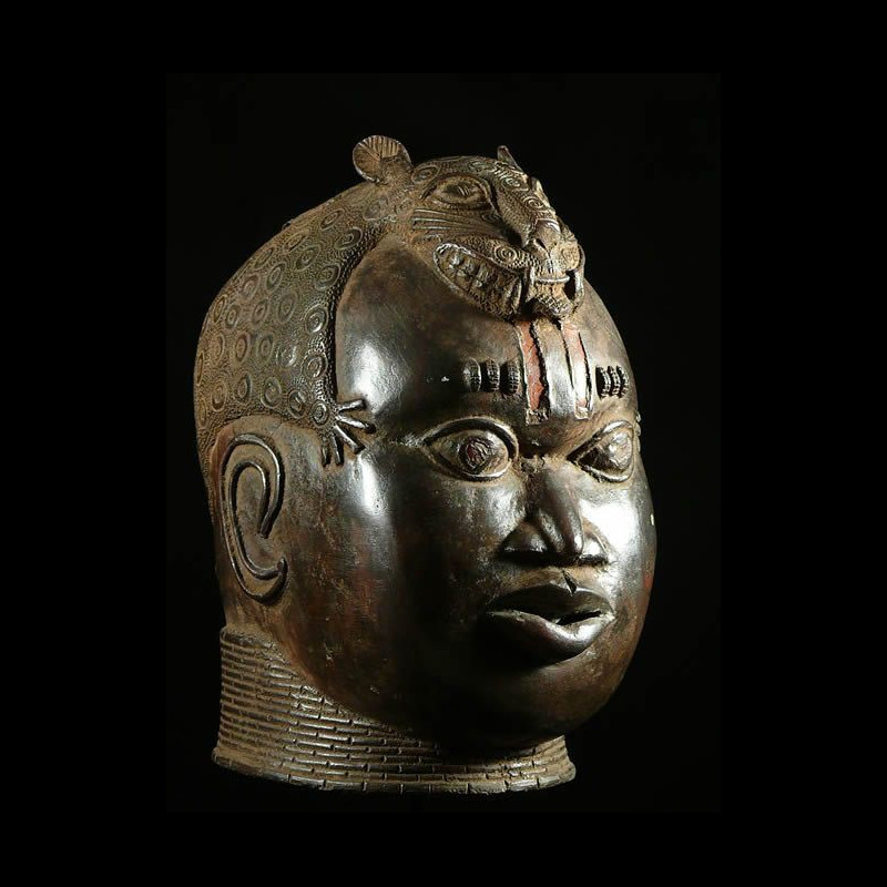 Tete commemorative moderne en Bronze - Bini Edo - Nigeria