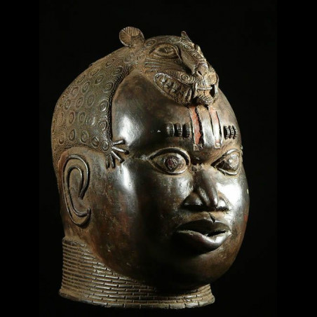 Tete commemorative moderne en Bronze - Bini Edo - Nigeria