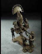 Roi Bamoun et porteurs en bronze - Cameroun - Bronzes Bamoun