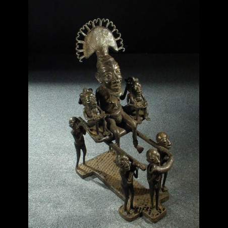 Roi Bamoun et porteurs en bronze - Cameroun - Bronzes Bamoun