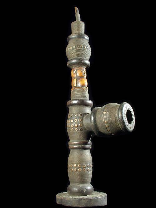 Pipe a tabac bois et Ivoire - Kongo - RDC Zaire - Objets usuels