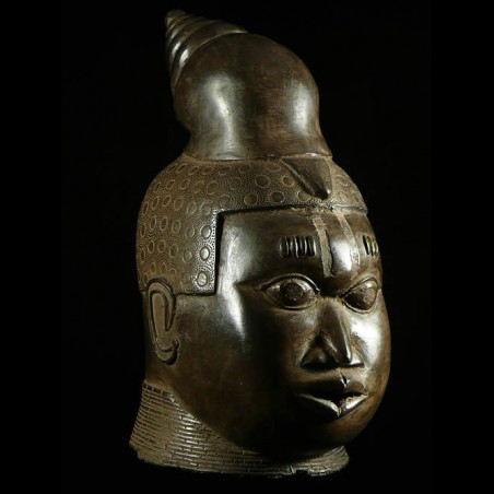 Tete commemorative moderne en Bronze - Bini Edo - Nigeria