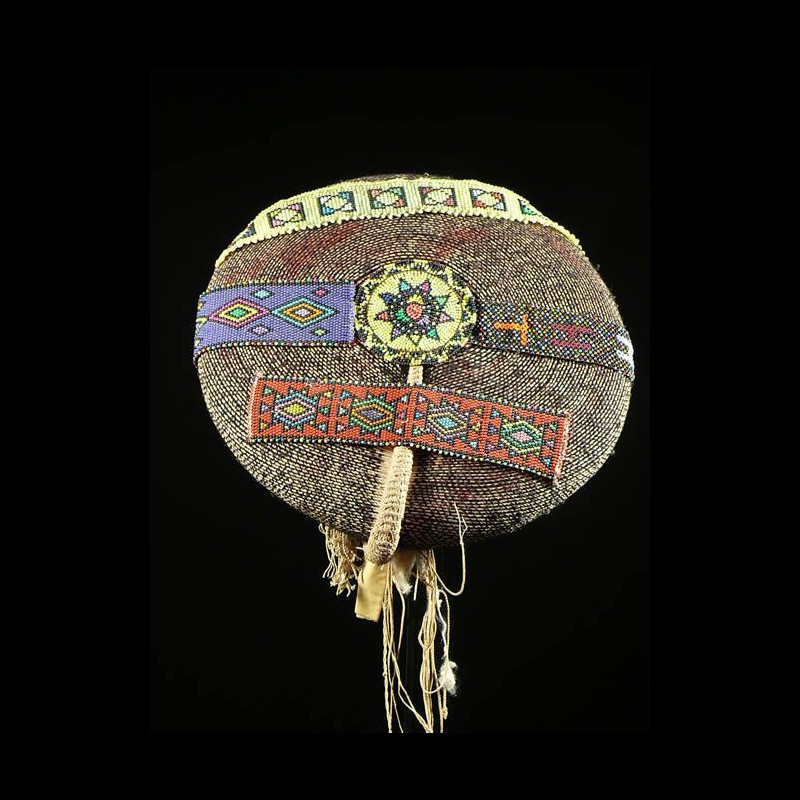 Coiffe Isicholo ancienne perlee - Zoulou - Afrique du sud - Zulu