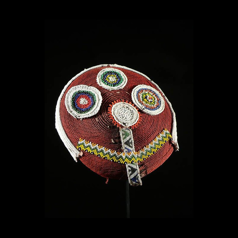 Coiffe Isicholo ancienne perlee - Zoulou - Afrique du sud - Zulu