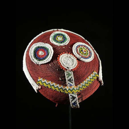 Coiffe Isicholo ancienne perlee - Zoulou - Afrique du sud - Zulu