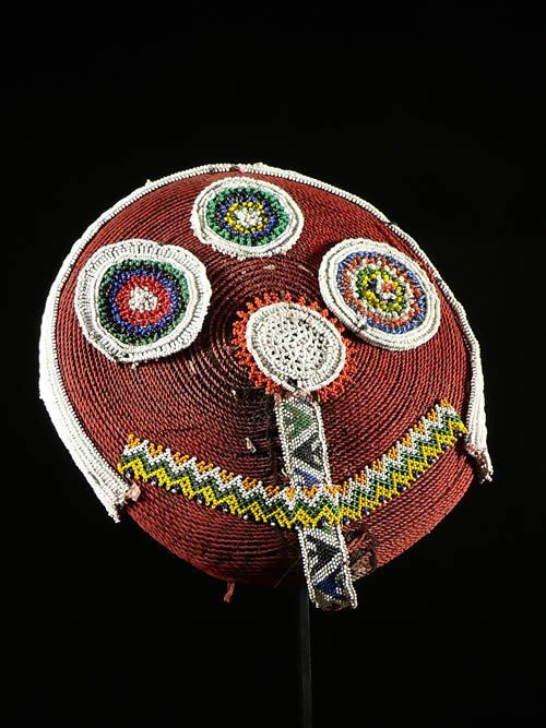 Coiffe Isicholo ancienne perlee - Zoulou - Afrique du sud - Zulu