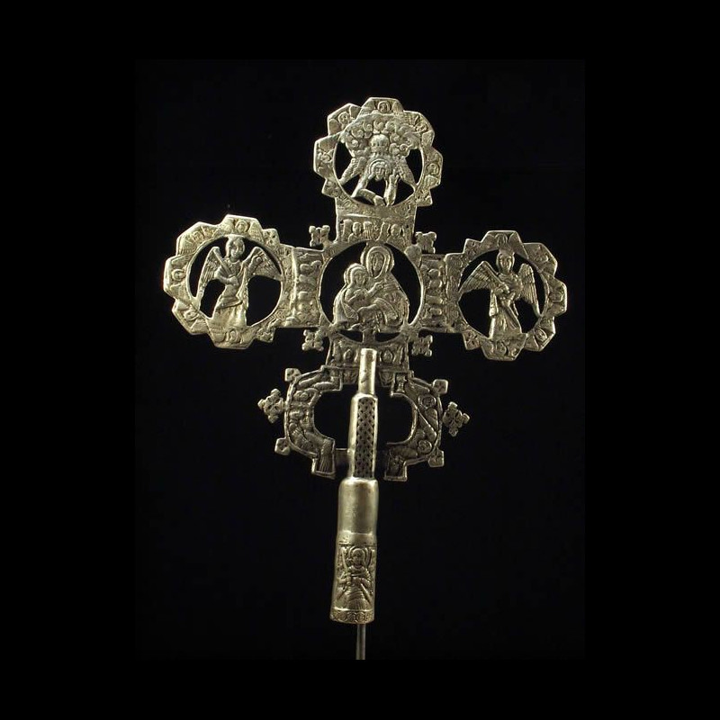 Croix processionnelle Copte Maskal avec socle - Oromo / Amhara