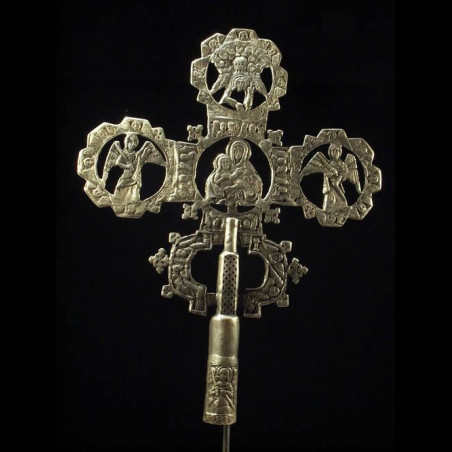 Croix processionnelle Copte Maskal avec socle - Oromo / Amhara