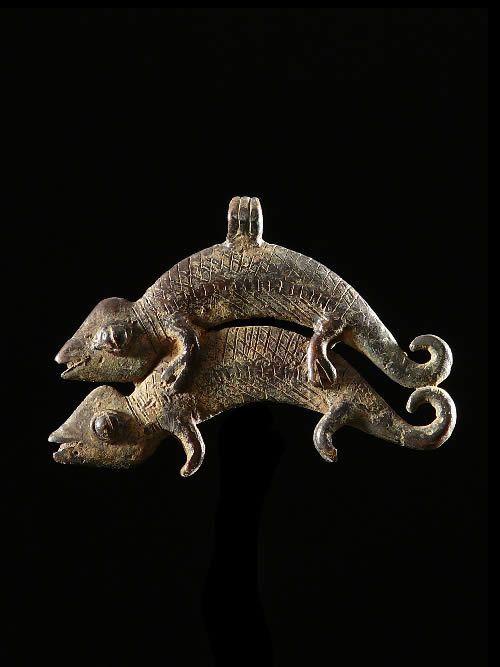 Pendentif double cameleon Debira - Gan - Burkina Faso