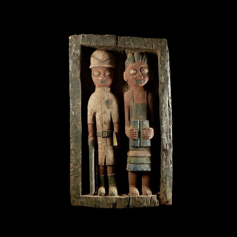 Panneau Bas relief Colons - Photo Africaine - Yoruba - Nigeria