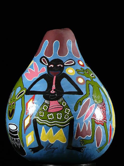 Calebasse peinte - George Lilanga - Makonde
