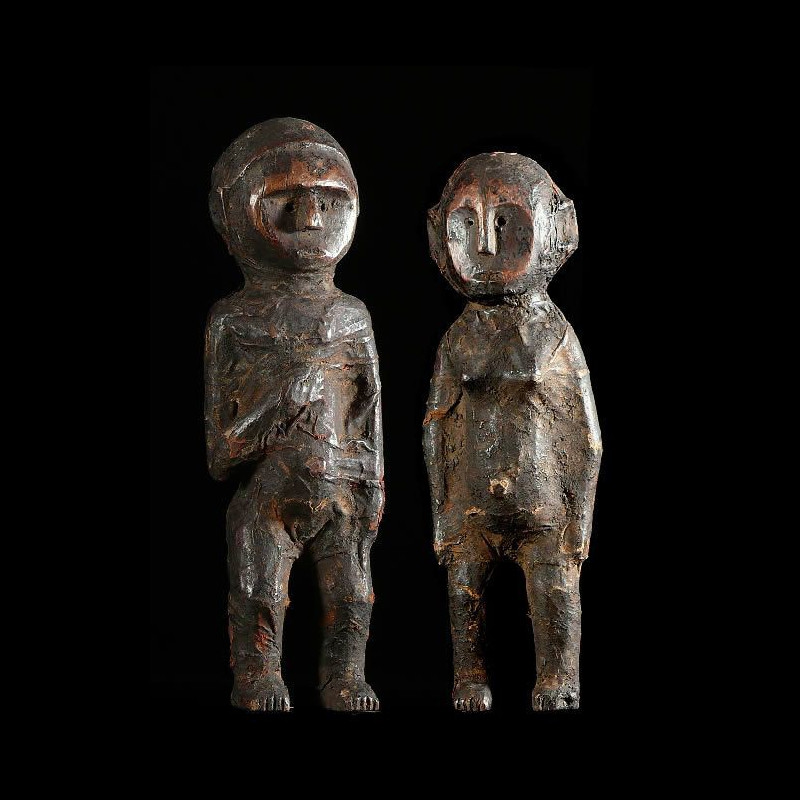 Couple de statues cultuelles anciennes - Sukuma - Tanzanie