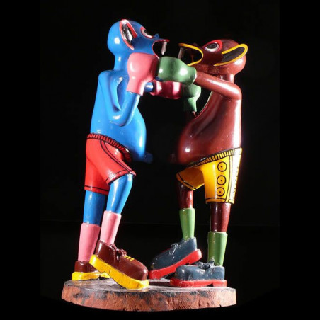 Sculpture Shetani Boxeurs - George Lilanga - Makonde