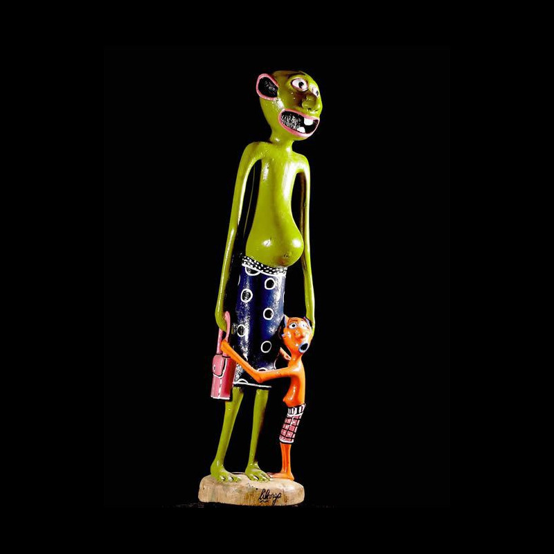 Sculpture Shetani Mere et enfant - George Lilanga - Makonde