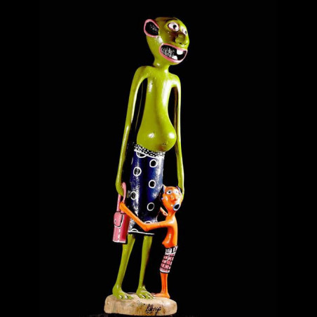 Sculpture Shetani Mere et enfant - George Lilanga - Makonde