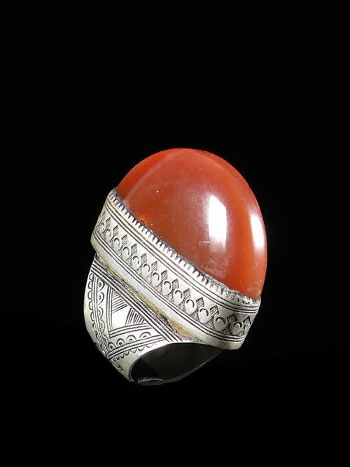 Bague en argent et agathe - Touareg - Niger