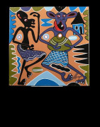 Peinture 30 x 30 - George Lilanga - Makonde