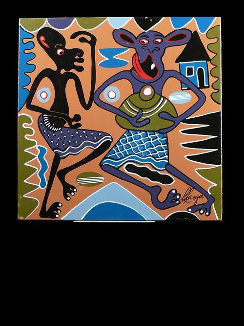 Peinture 30 x 30 - George Lilanga - Makonde