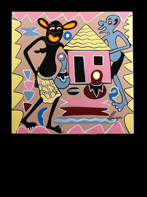 Peinture 30 x 30 - George Lilanga - Makonde