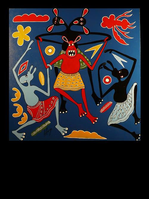 Peinture 60 x 60 - George Lilanga - Makonde