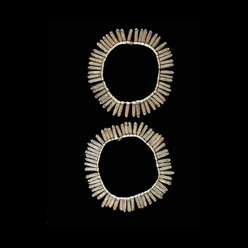 Paire de chevilleres en metal argente - Amhara - Ethiopie
