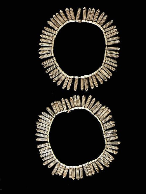 Paire de chevilleres en metal argente - Amhara - Ethiopie