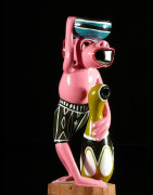 Sculpture Shetani Porteur rose - George Lilanga - Makonde