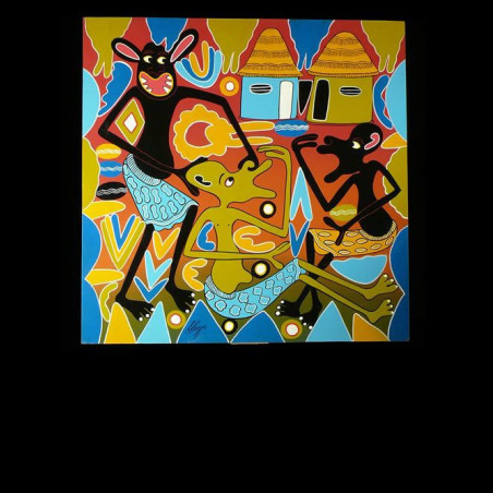 Peinture 60 x 60 - George Lilanga - Makonde