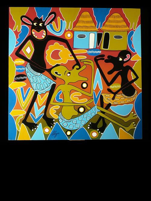 Peinture 60 x 60 - George Lilanga - Makonde