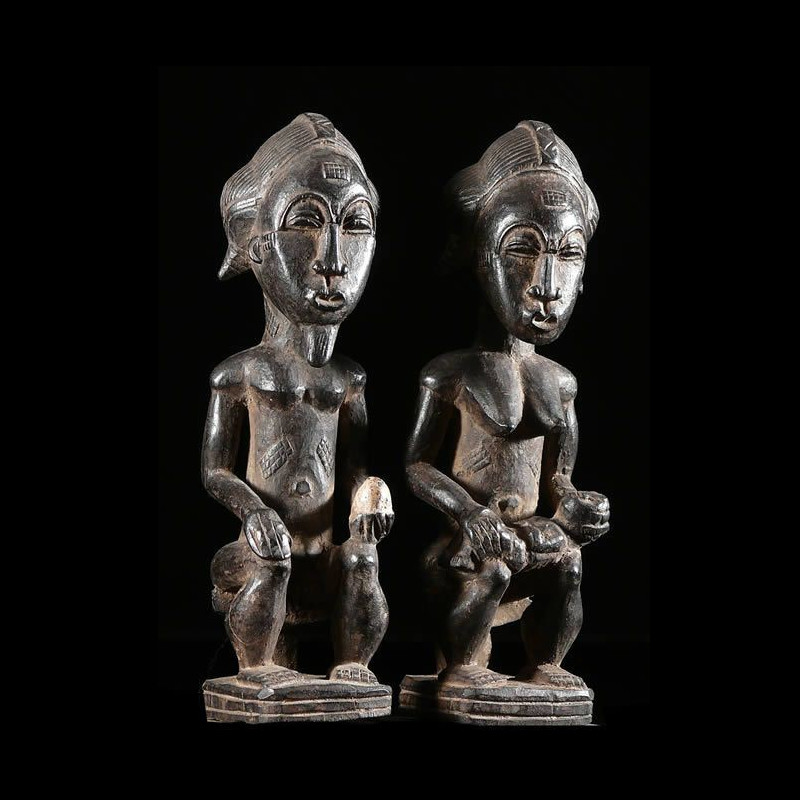 Statue votive de couple royale - Baoule - Côte d'Ivoire