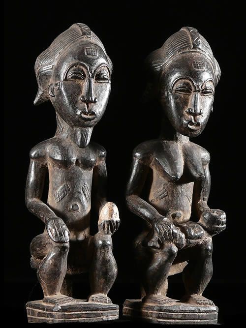Statue votive de couple royale - Baoule - Côte d'Ivoire