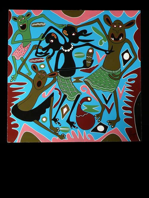 Peinture 60 x 60 - George Lilanga - Makonde