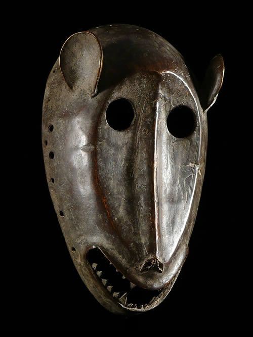 Masque Singe Kpan en Bronze - Baoule - Côte d'Ivoire