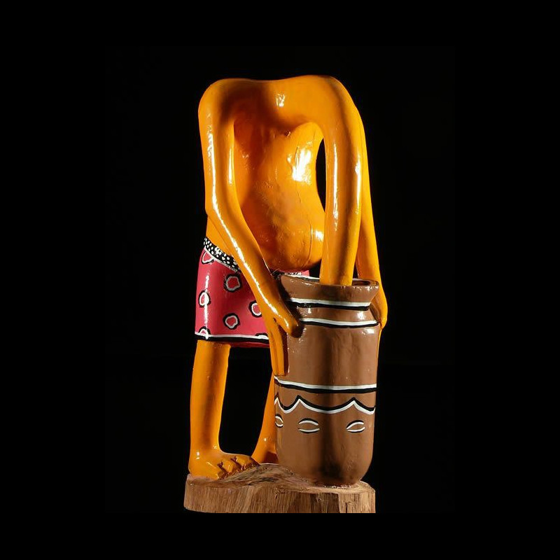 Sculpture Shetani Tete dans le sable - George Lilanga - Makonde
