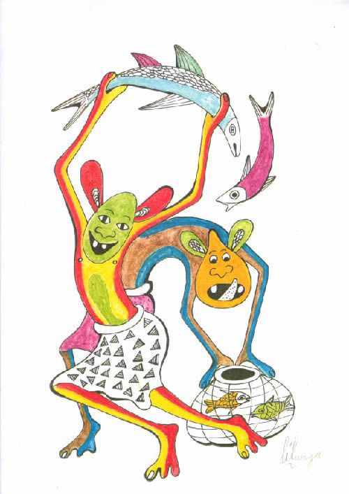 Dessin au Crayon - George Lilanga - Makonde