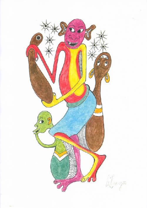 Dessin au Crayon - George Lilanga - Makonde