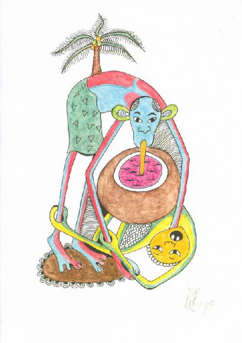 Dessin au Crayon - George Lilanga - Makonde