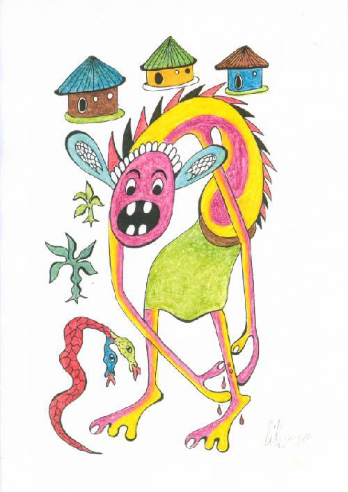 Dessin au Crayon - George Lilanga - Makonde