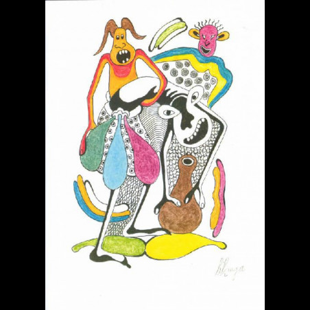 Dessin au Crayon - George Lilanga - Makonde