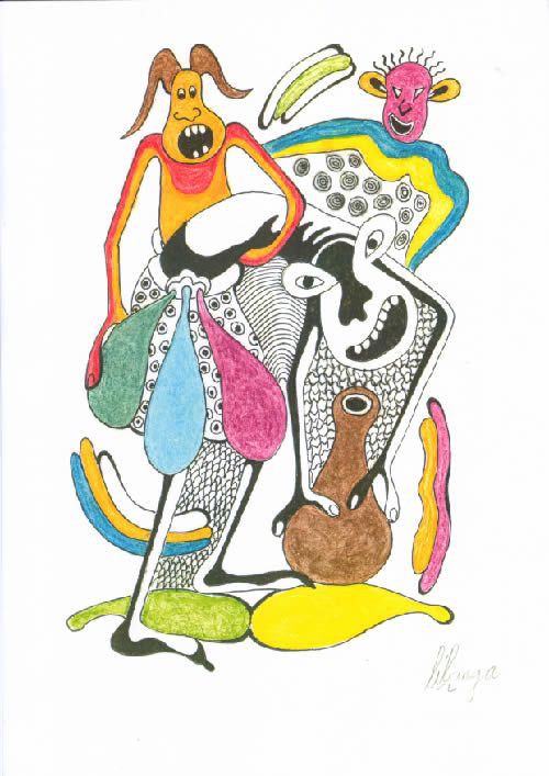 Dessin au Crayon - George Lilanga - Makonde