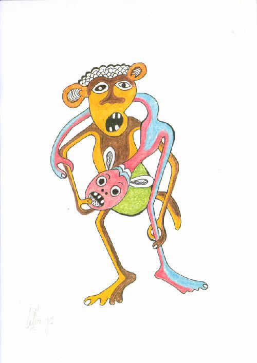 Dessin au Crayon - George Lilanga - Makonde