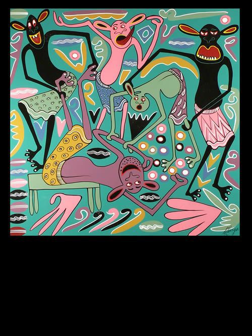 Peinture 60 x 60 - George Lilanga - Makonde