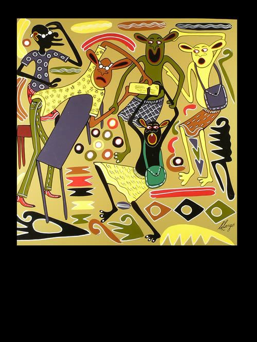 Peinture 60 x 60 - George Lilanga - Makonde