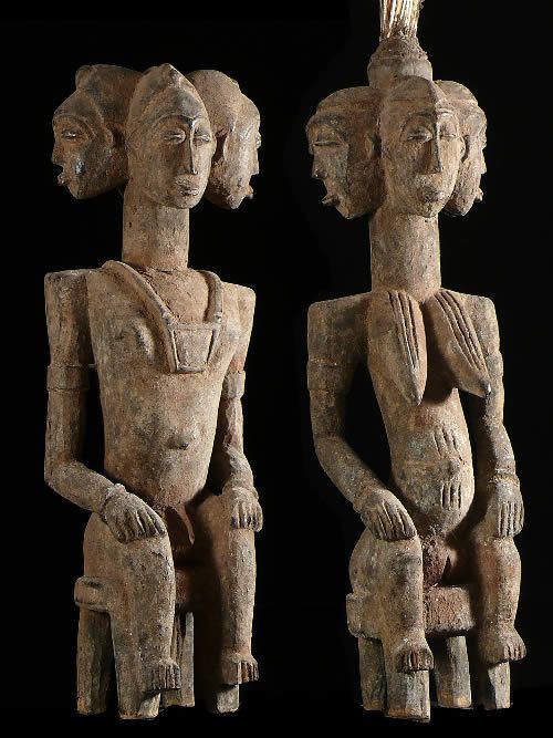 Couple de statues gardiens de case royale - Senoufo