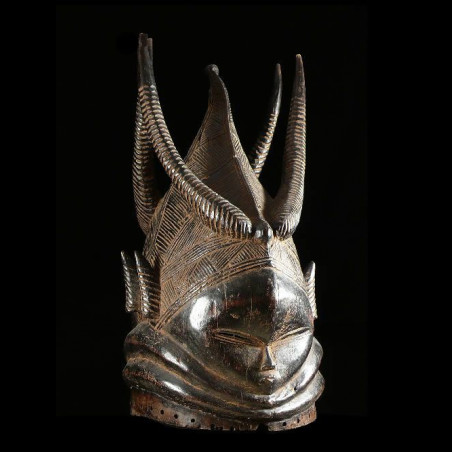 Masque casque Sowei janiforme ancien - Sande - Mende - Sierra Le