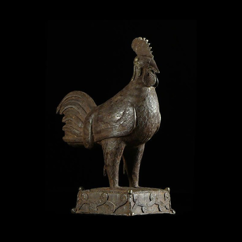 Coq royal en bronze Okpa - Bini - Benin Nigeria