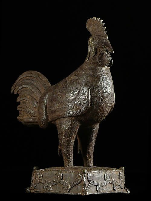 Coq royal en bronze Okpa - Bini - Benin Nigeria