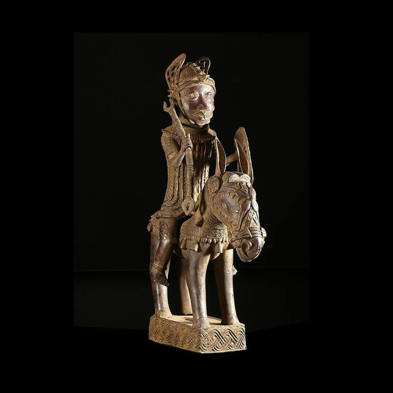 Oba et son cheval - Nigeria - BIni Edo - Bronze cire perdue